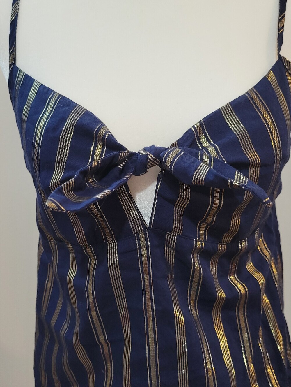 New With Flaws! Victorias Secret Blue And Gold Cotton Blend Lightweight Cami - Picture 2 of 9